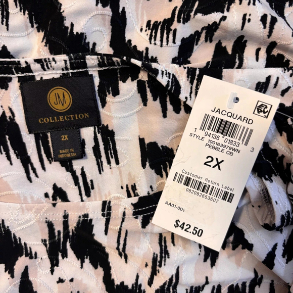 JM Collection Plus Size Printed Jacquard 3/4-Sleeve Top NWT - Picture 7 of 9